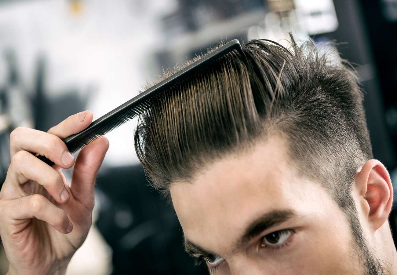 Man combing hair