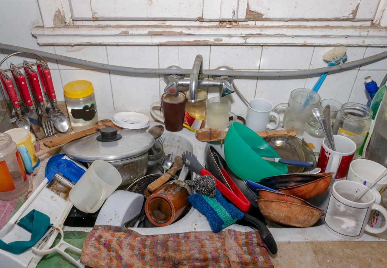 Dirty dishes in the sink