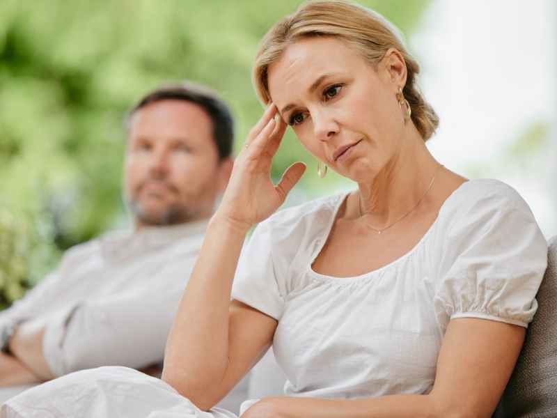 woman looking away from her husband